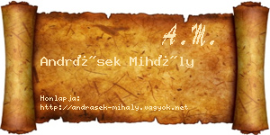 Andrásek Mihály névjegykártya